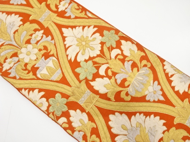 JAPANESE KIMONO / ANTIQUE FUKURO OBI / SILK / WOVEN FLOWER VASE